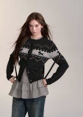 Fair Isle style puppy sweater cardigan knitted sweater top